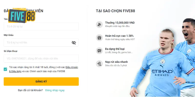 Hướng dẫn đăng ký FIVE88 an toàn cho người chơi