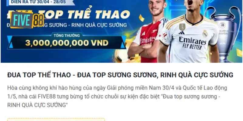 FIVE88 hấp dẫn với rất nhiều chương trình khuyến mãi đỉnh cao dành cho người dùng